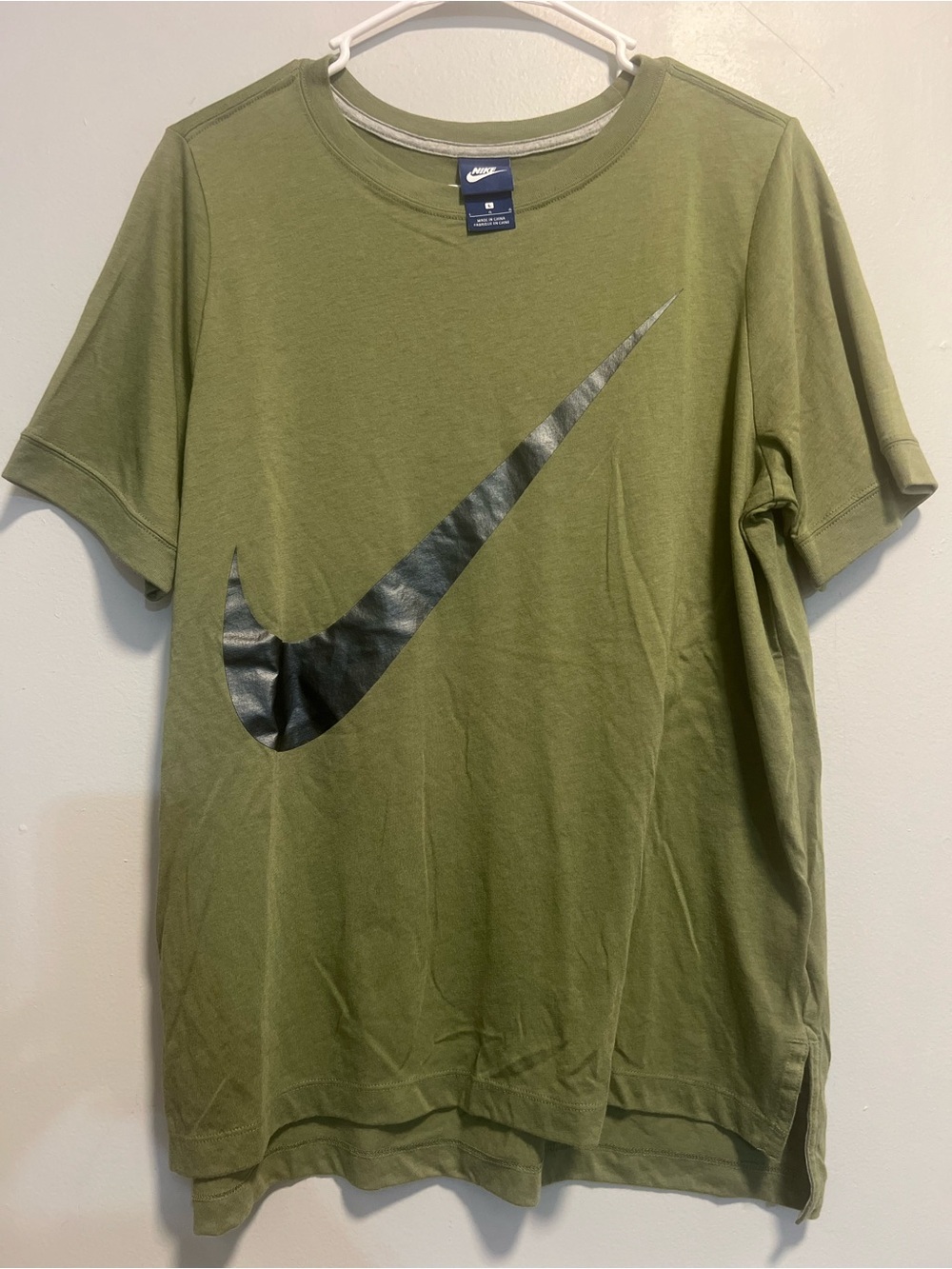 Nike Olive Green Short Sleeve Tee with Black Swoosh